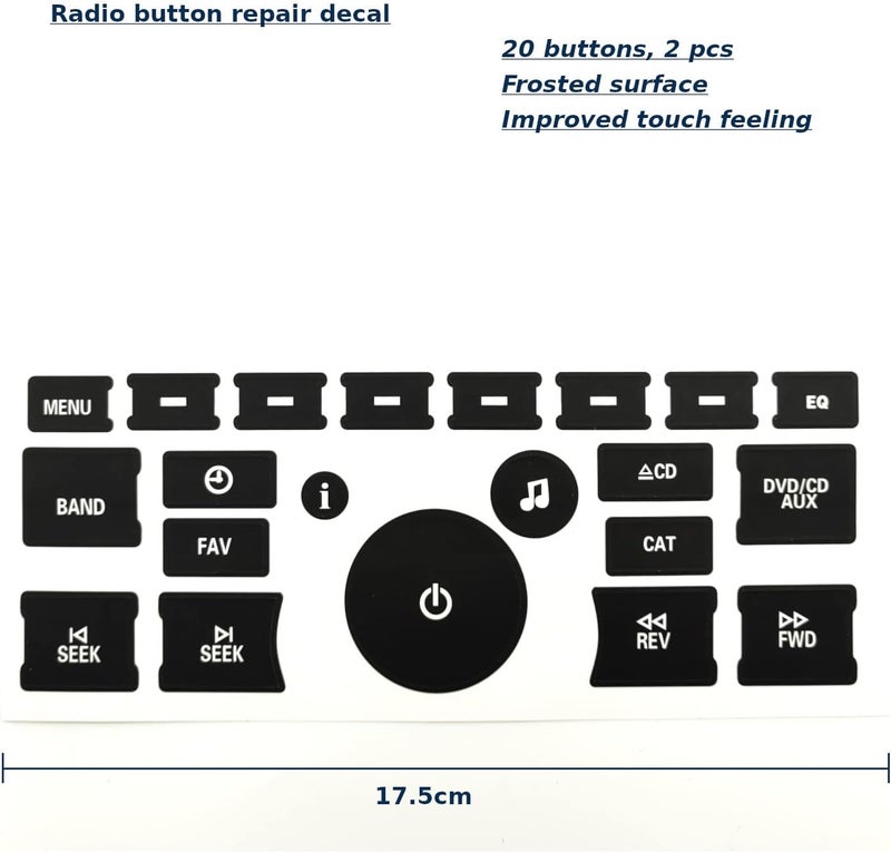 AtticZone Radio Dash Button Repair Kit Stickers Decals Compatible with GM GMC Yukon Acadia Sierra, Chevrolet Silverado Tahoe Suburban 2006-2014, 2Pcs (Radio20 x2) - Image 3